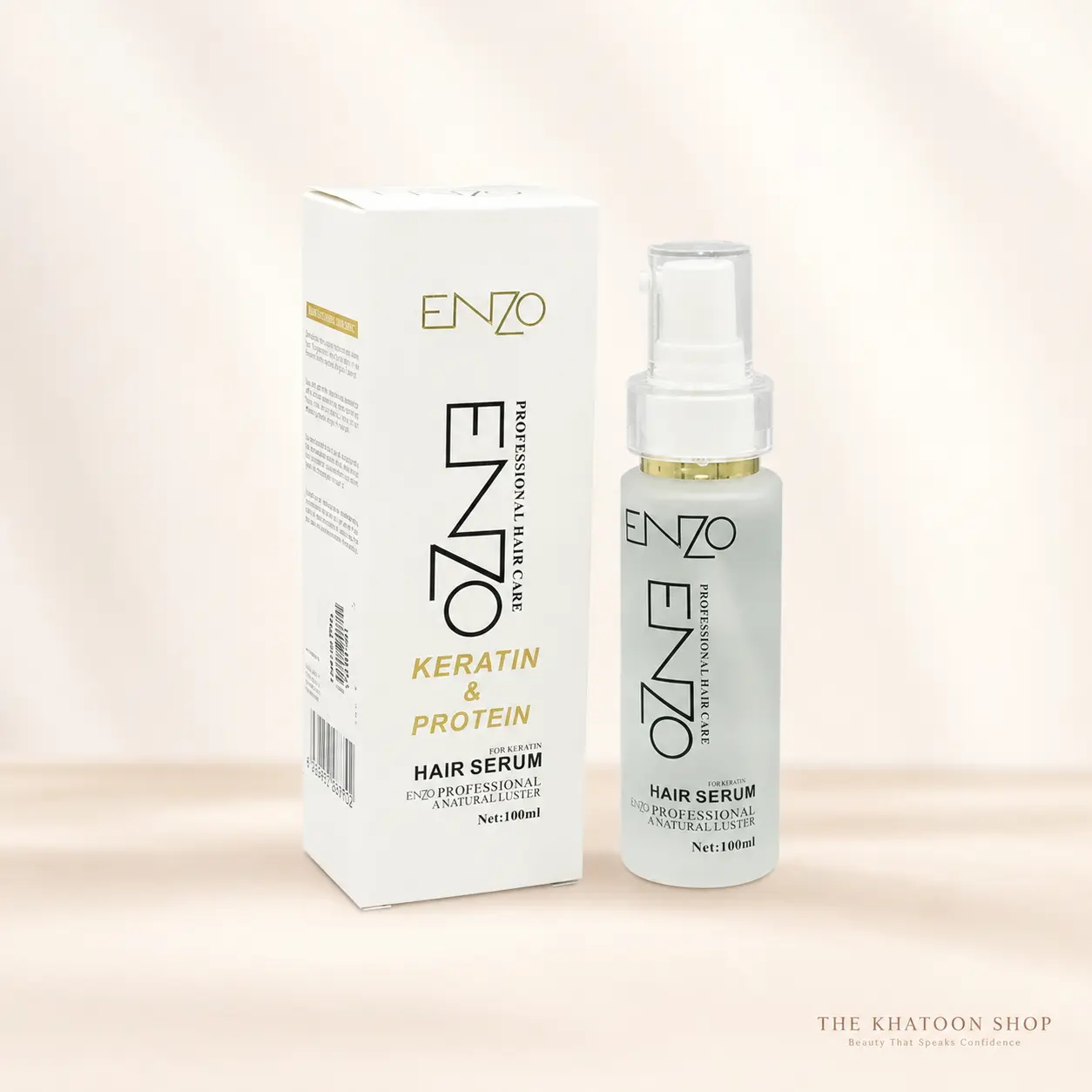 ENZO Hair Serum 100ml with box on a soft studio background