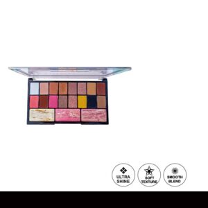 Glamorous Face Eyeshadow Palette 14 Shimmer, 2 Matte, Terracotta Blush, Highlighter 02