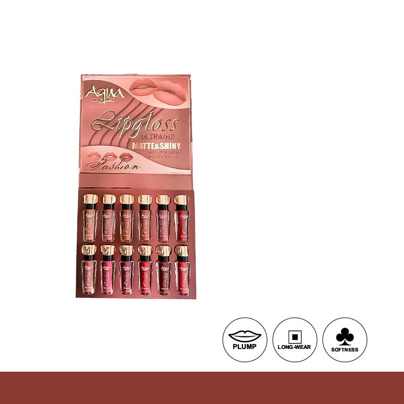 Aqua Color Line 12 Pieces Lip Gloss