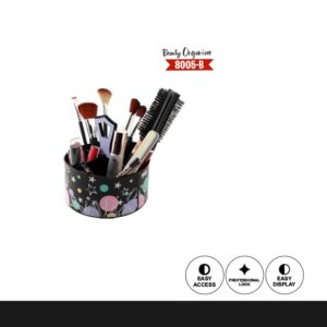 8005 Round Makeup Organizer With Handle for Vanity, Bathroom Counter with 4 Compartment Holder for Skin Care, Makeup Brushes, Lipsticks, Nail Paints and Many More