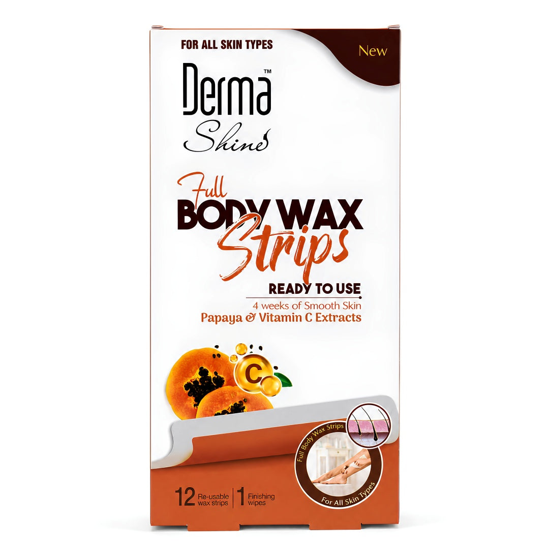 Derma Shine Full Body Wax Strips - Papaya & Vitamin C Extracts