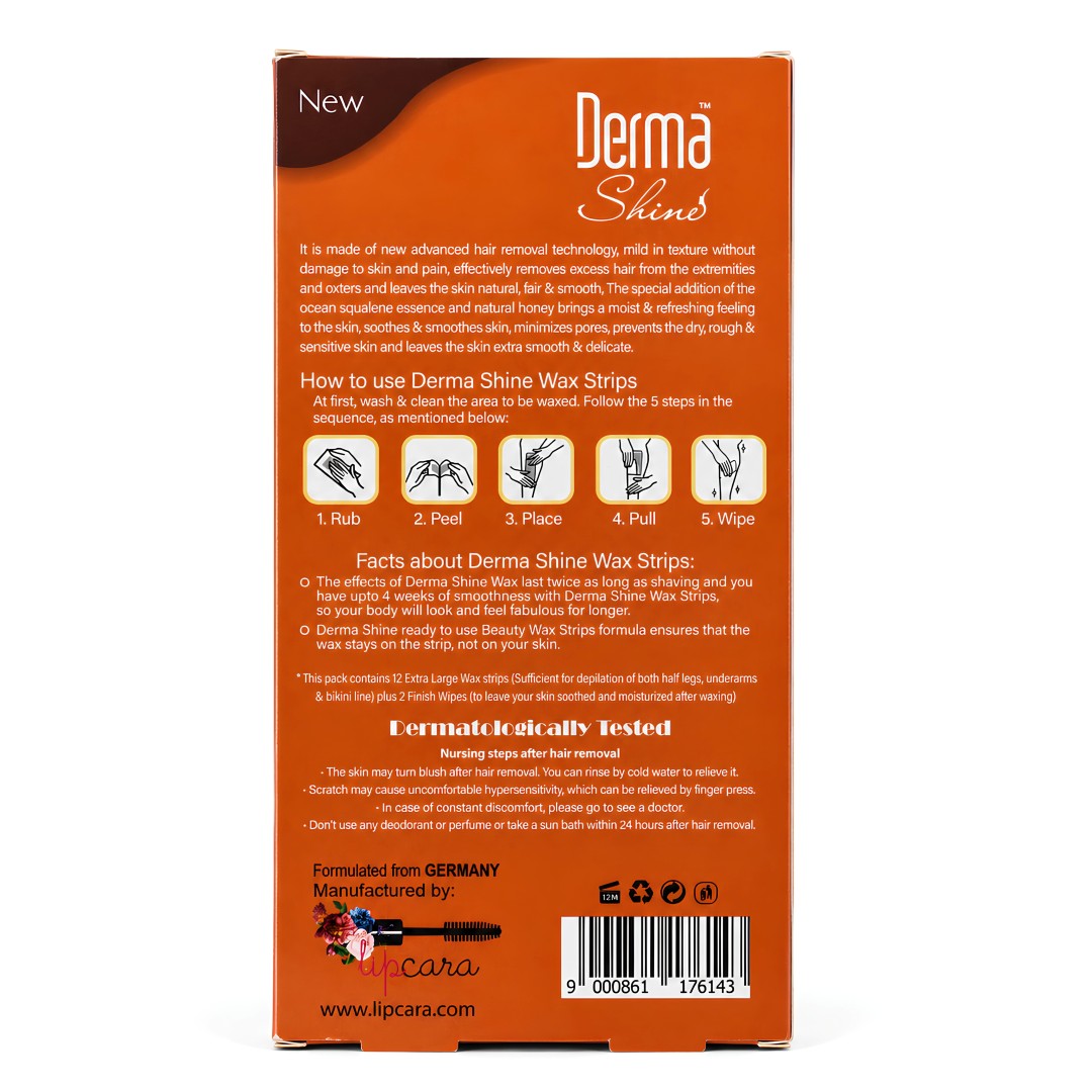 Derma Shine Full Body Wax Strips - Papaya & Vitamin C Extracts