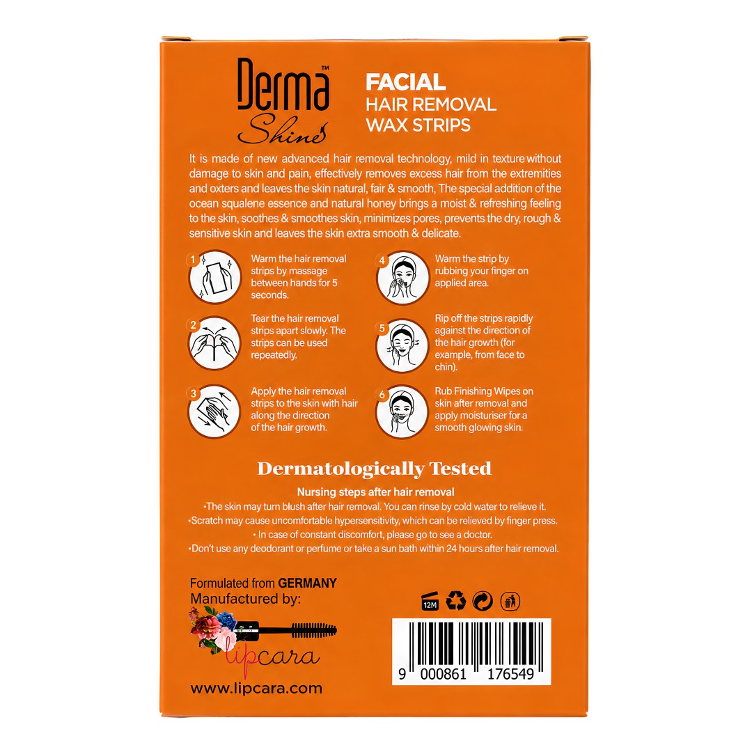 Derma Shine Face Wax Strips Papaya + Vitamin C
