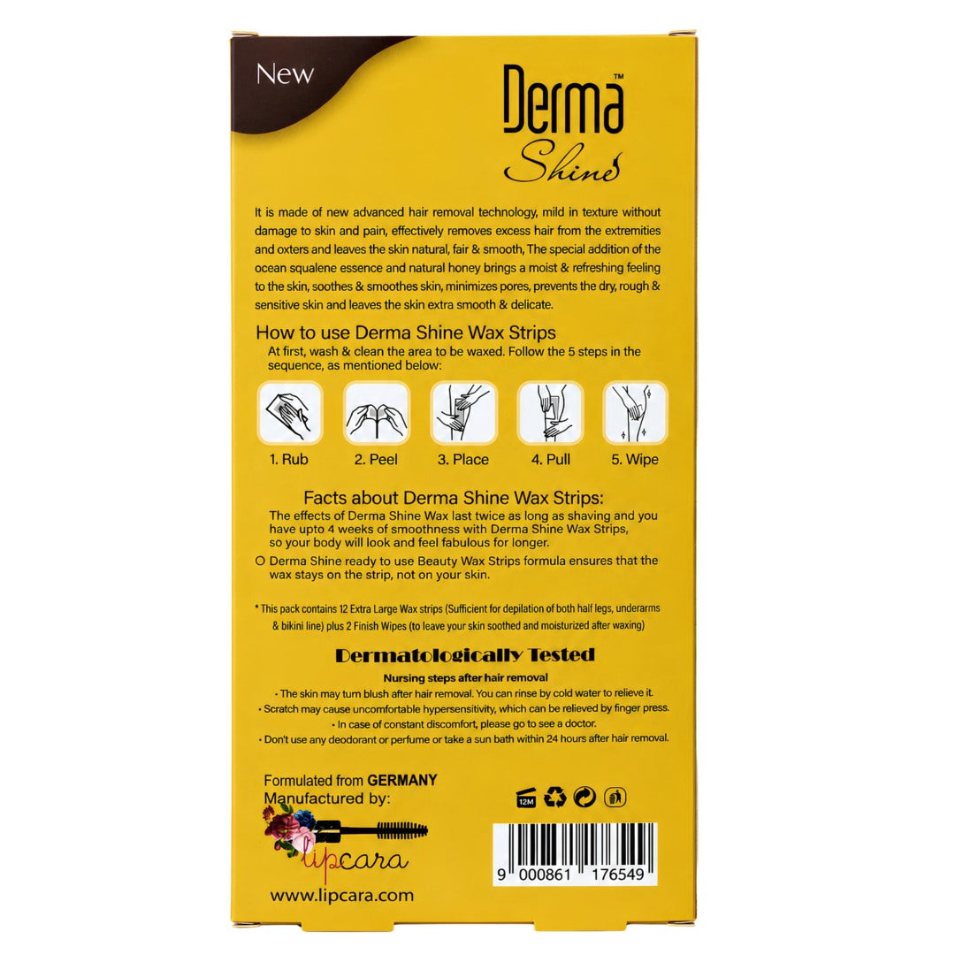 Derma Shine Full Body Wax Strips - Honey & Lemon Extracts