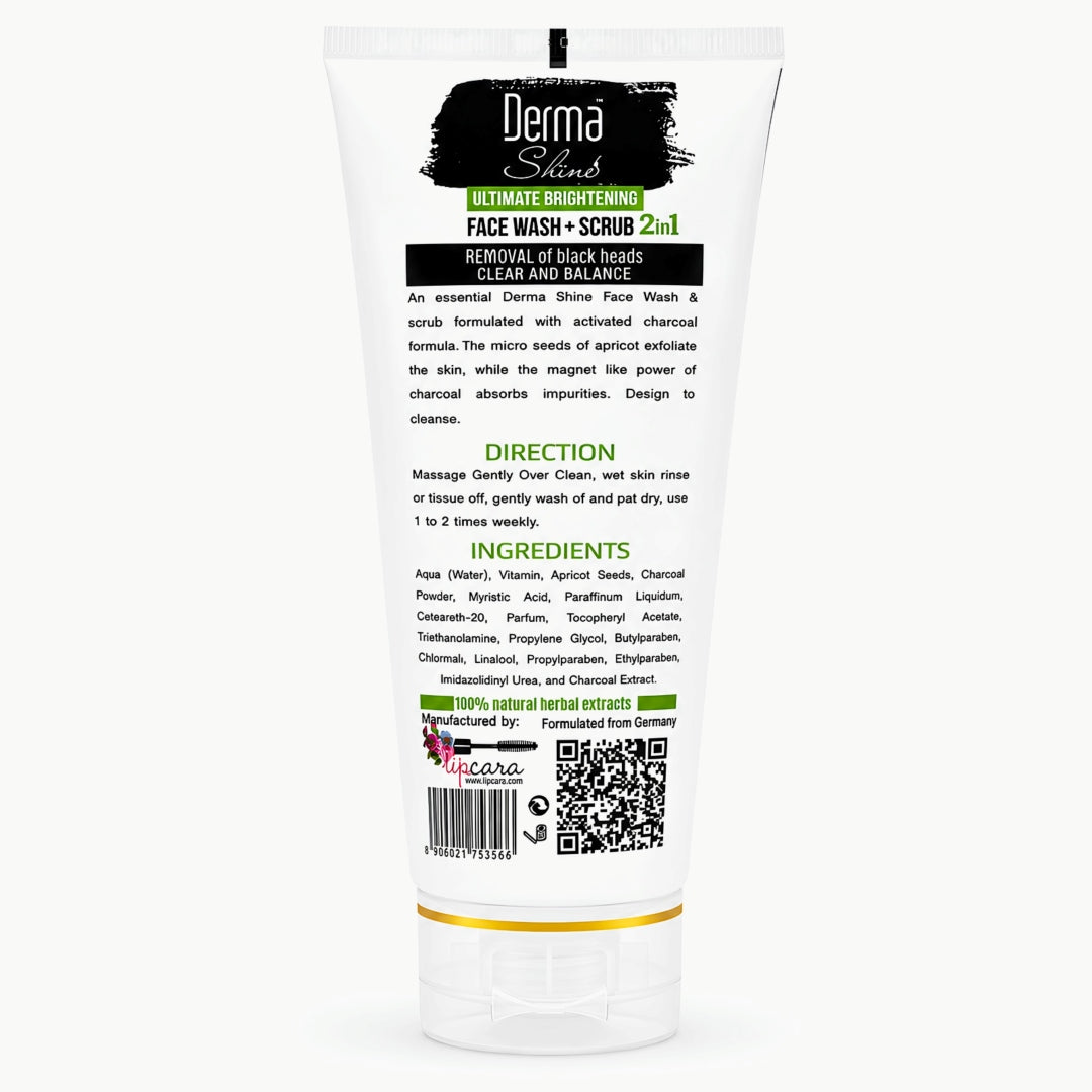 Derma Shine Charcoal Face Wash+Scrub (2 in 1)