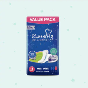 Butterfly Breathables Maxi Thick Fabric Soft Pads Extra Long Value Pack 16 Pcs