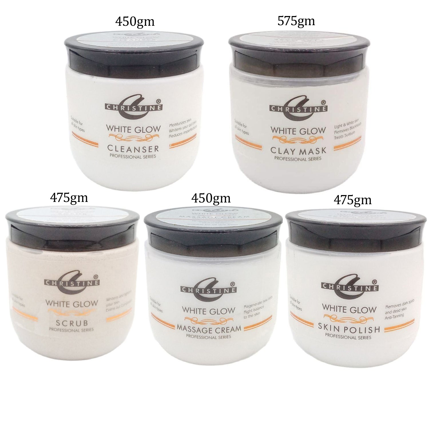 Christine White Glow Facial Jars 5