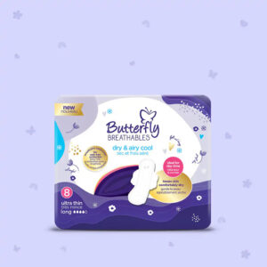 Butterfly Breathables Ultra-Thin Dry & Airy Cool Sanitary Pads Long 8 Pcs