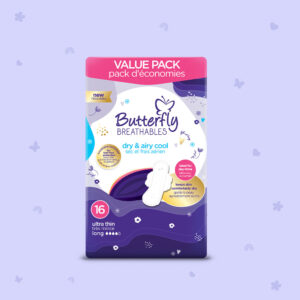 Butterfly Breathables Ultra-Thin Dry & Airy Cool Sanitary Pads Long 16 Pcs