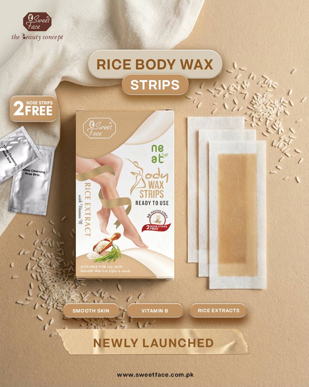 SweetFace Body Wax Strips 20PCS – Ready-to-Use Hair Removing Strips