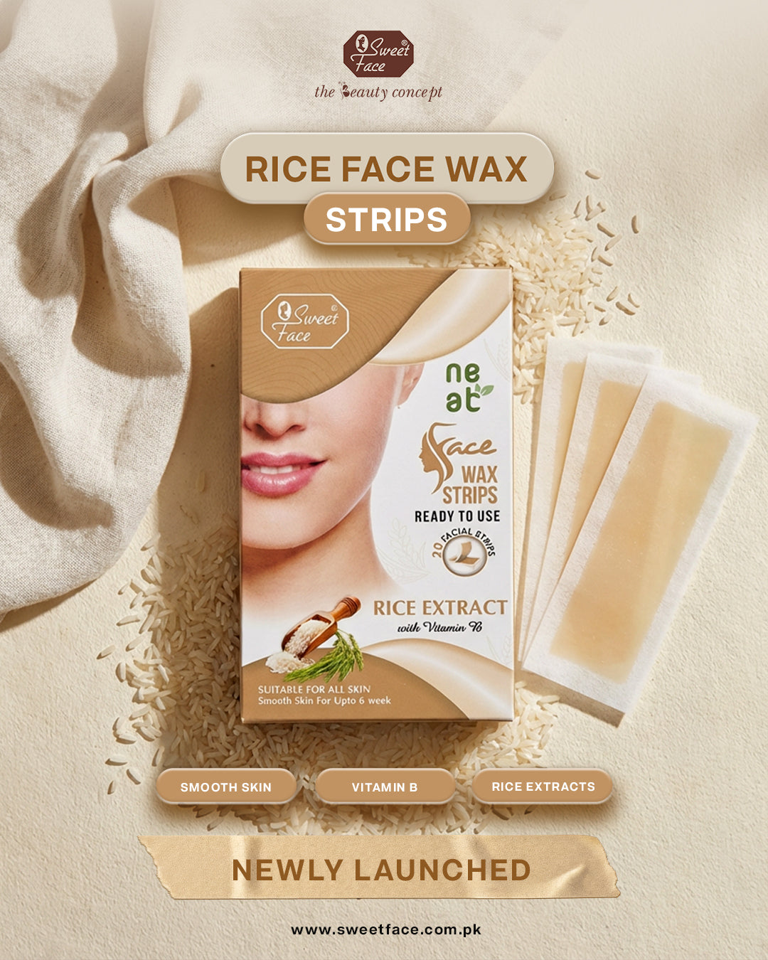 SweetFace Face Wax Strips – 20 Ready-to-Use Strips for Gentle Facial Hair Removal