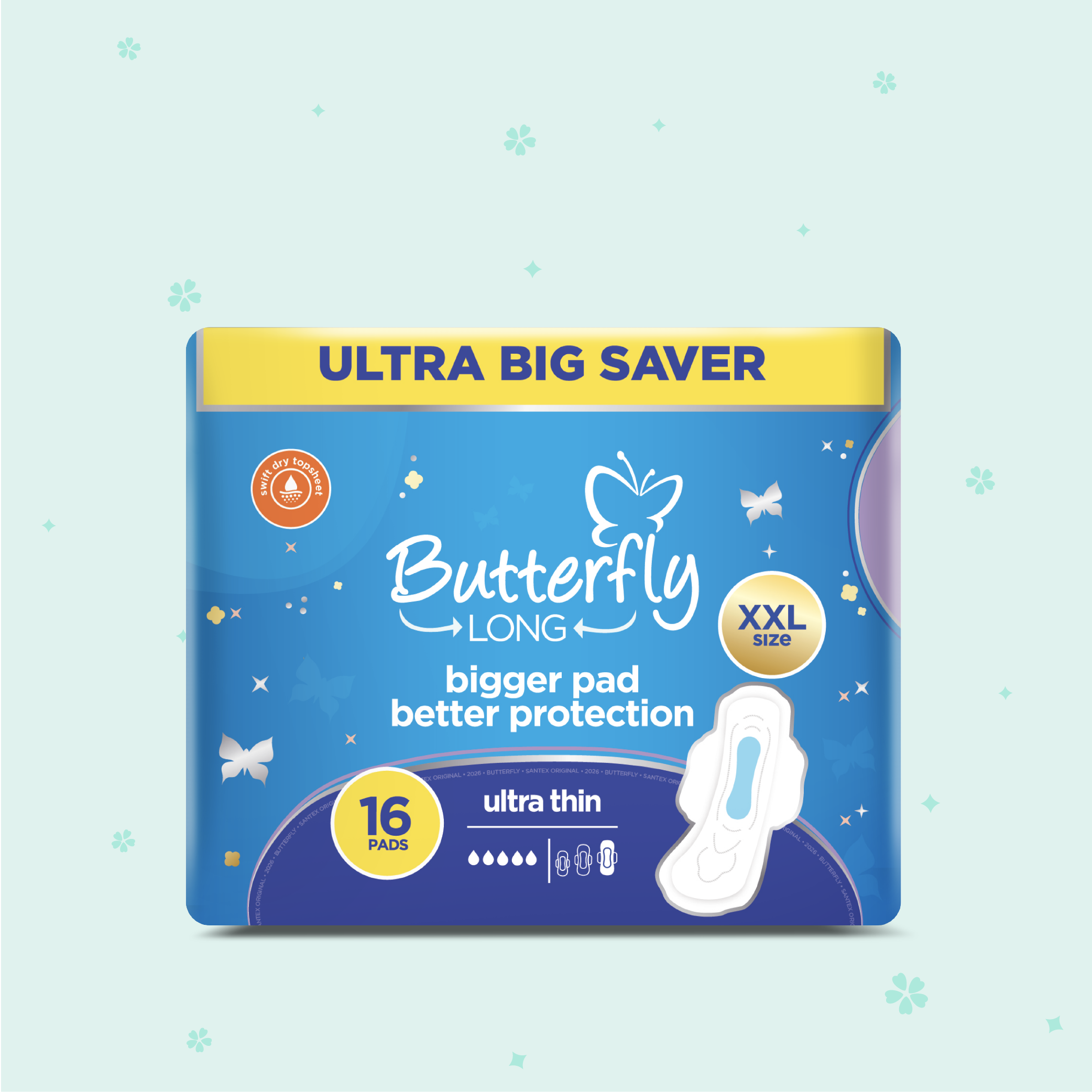 Butterfly Long Ultra Big Saver Sanitary Pads XXL 16 Pcs
