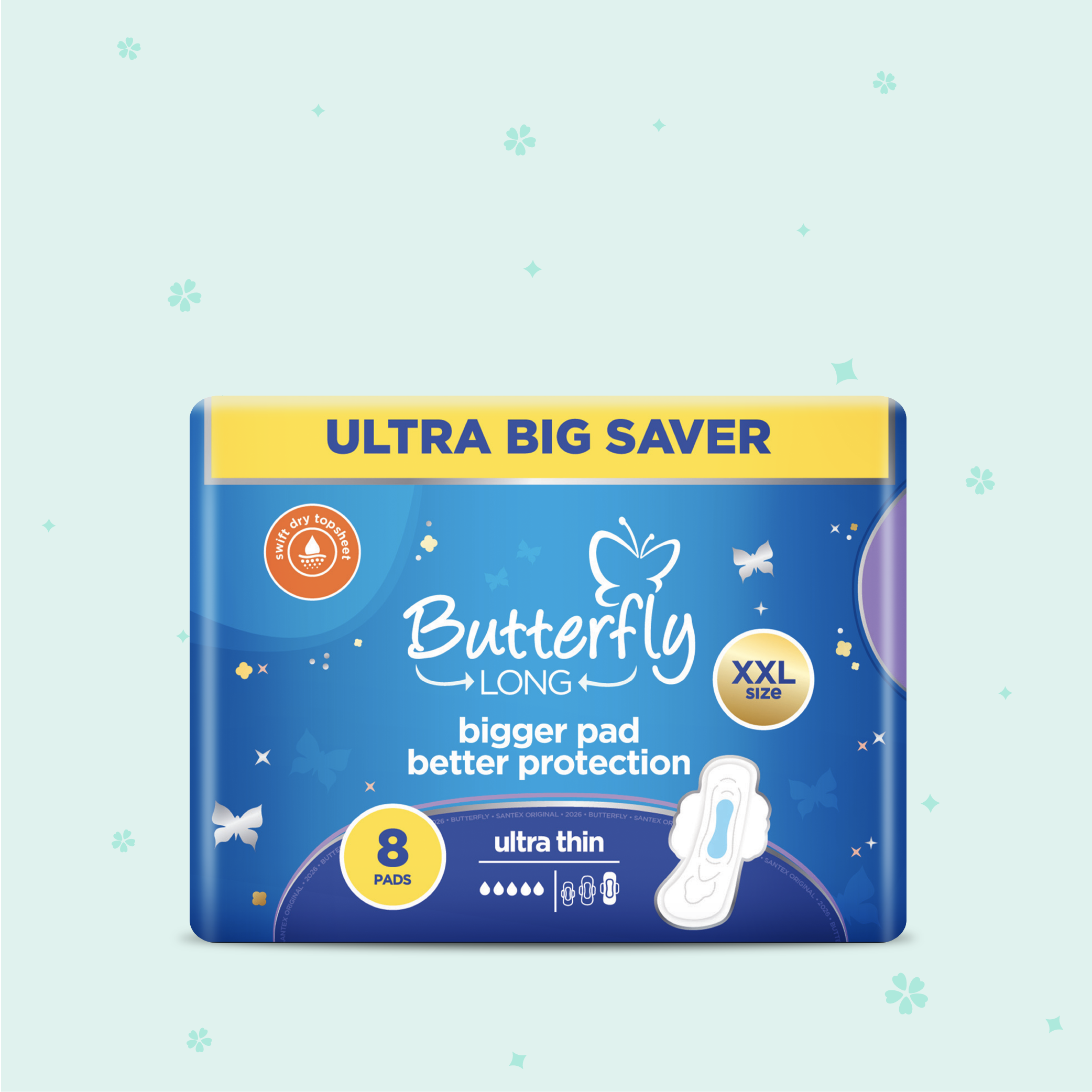 Butterfly Long Ultra Big Saver Sanitary Pads XXL 8 Pcs